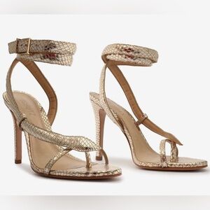 NWT Schultz Courtney Snakeskin Gold Sandals